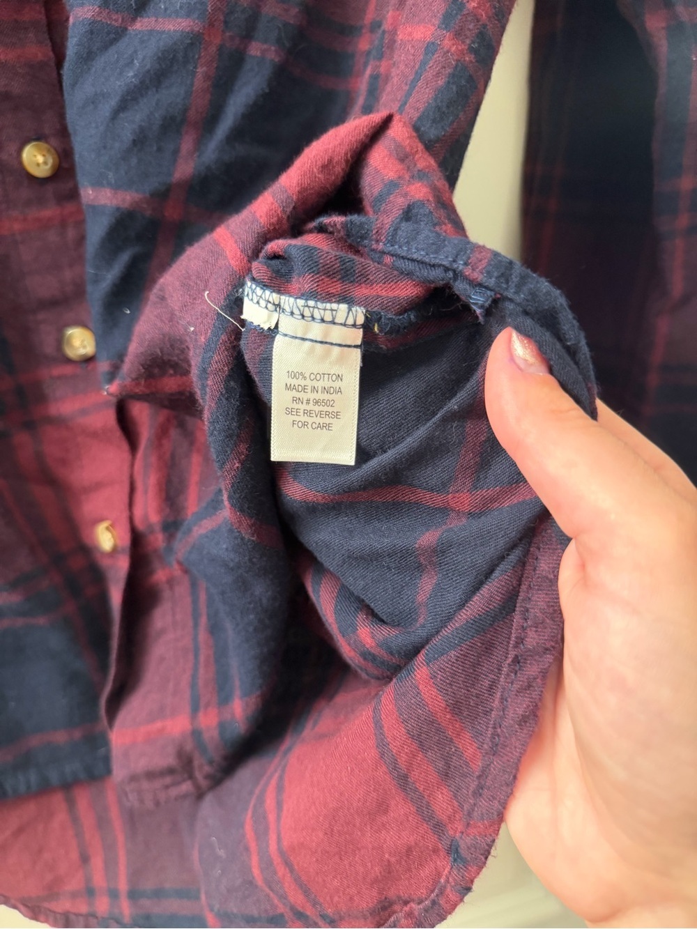 girl krazy Burgundy and Navy Plaid Button-Down Shirt - Picture 3 of 4